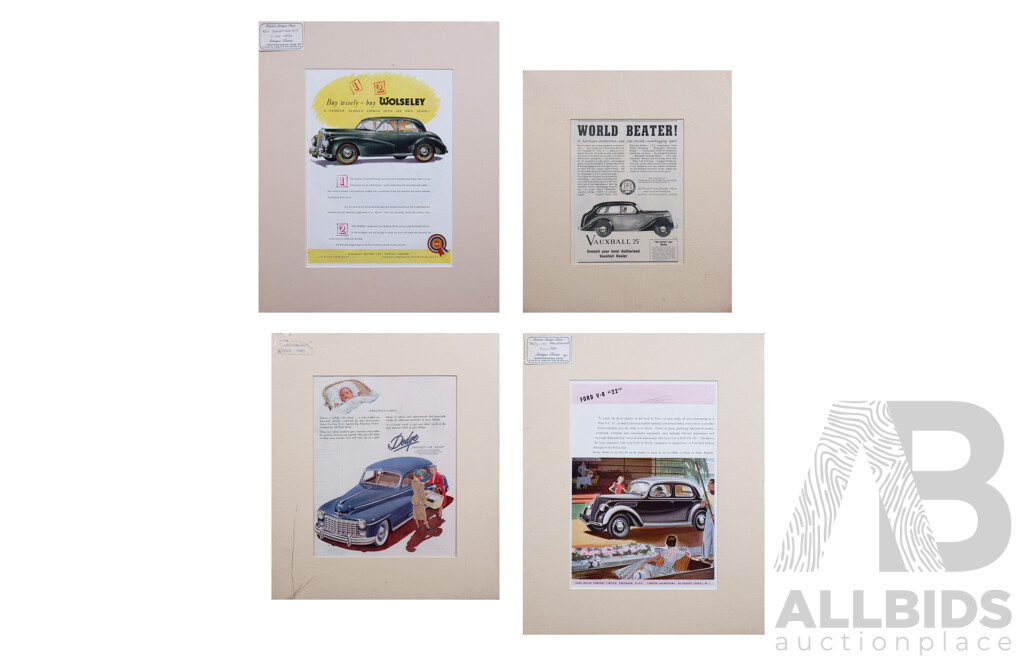 Four Mid 20th Century Vintage Car Advertisements Including Ford & Dodge (4)