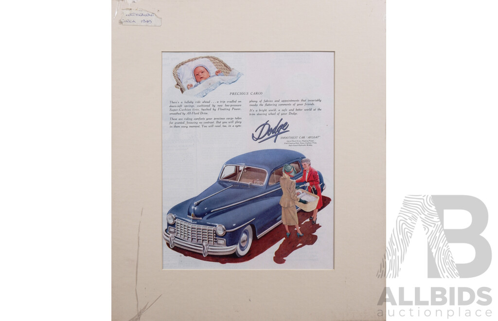 Four Mid 20th Century Vintage Car Advertisements Including Ford & Dodge (4)