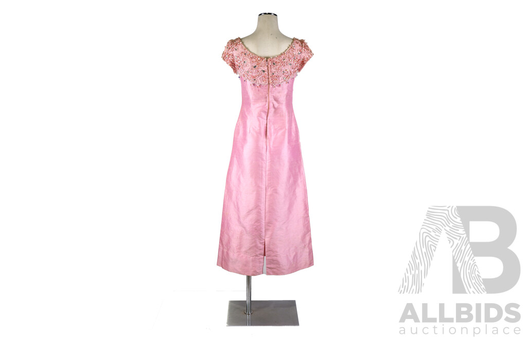 Vintage 1960s Silk Beaded Formal Evening Gown by Jinoel of Melbourne