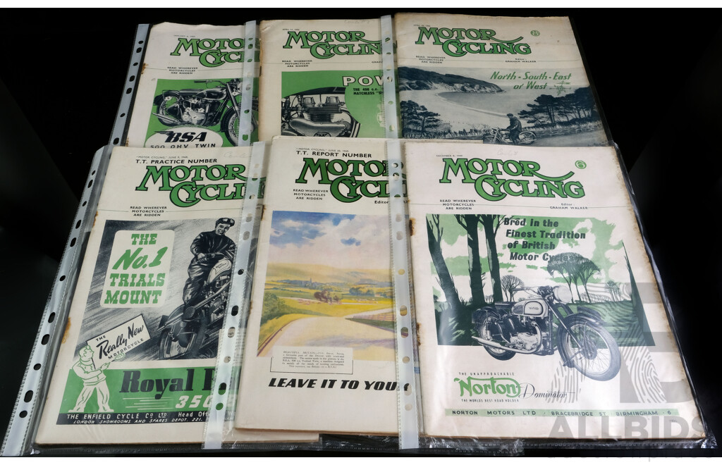 Large Collection Approx 23 Vintage Motorcycling Magazines, Late 1940s Early 1950s