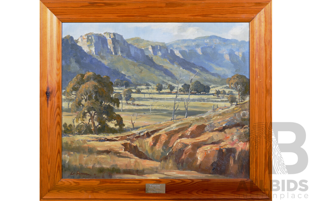 Les Graham (born 1942), Erosion at Glen Alice 1971, Oil on Canvas on Board