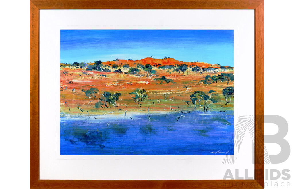 Peter McQueeney (born 1941), Untitled (Central Australian Landscape, Oil on Paper