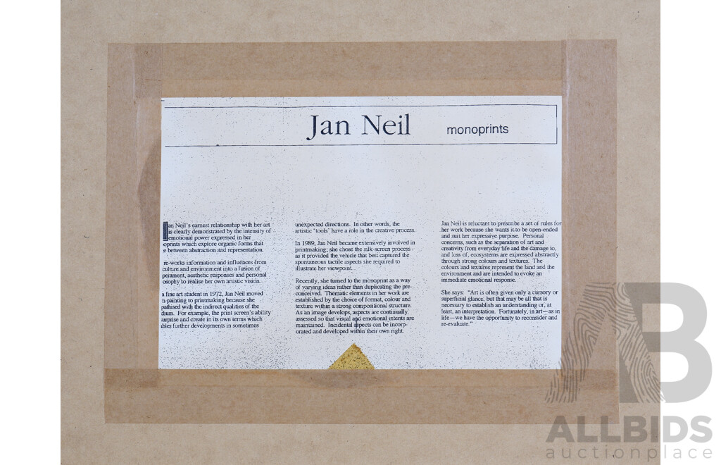 Jan Neil (Contemporary, Australian), Interlude 3 1993, Monoprint