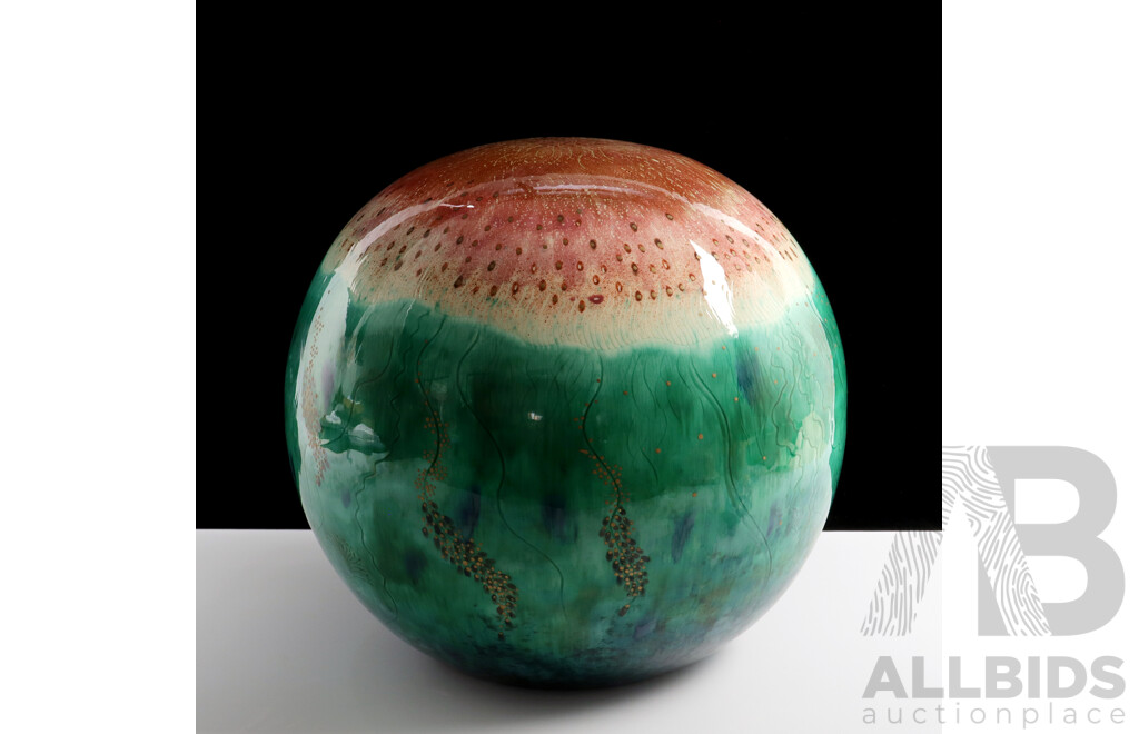 Hugh Oliveiro (Born 1938), Shell Sphere, Hand-Painted Ceramic