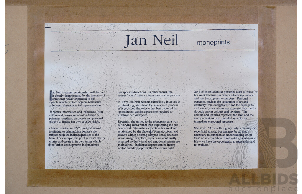 Jan Neil (Contemporary, Australian), Illuminated Land 1992, Monoprint