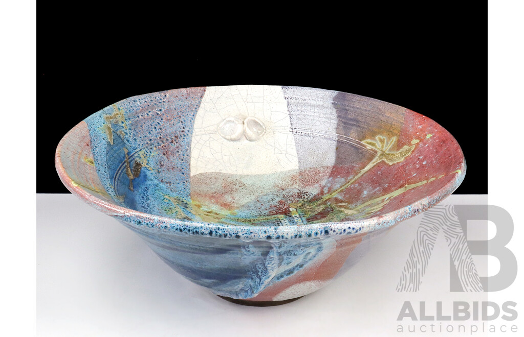 Hildegard Anstice (Born 1936), Earthenware Raku Glazed Double Walled Bowl