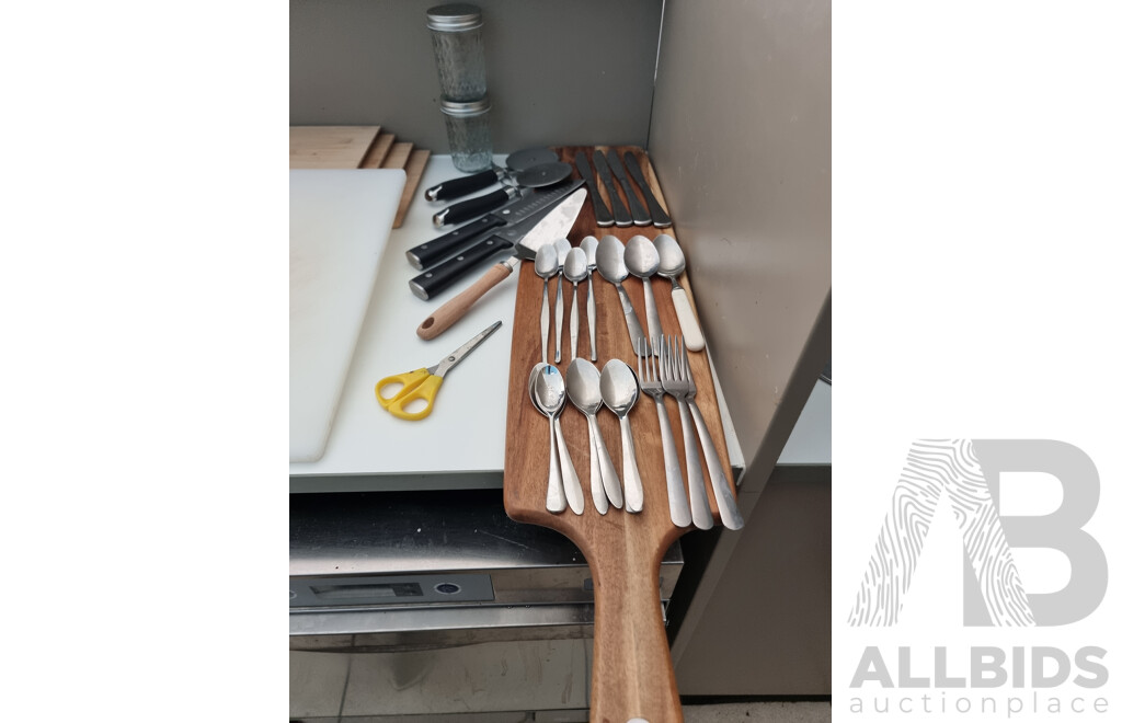 Collection of Kitchen Utensils, Chopping Boards and More