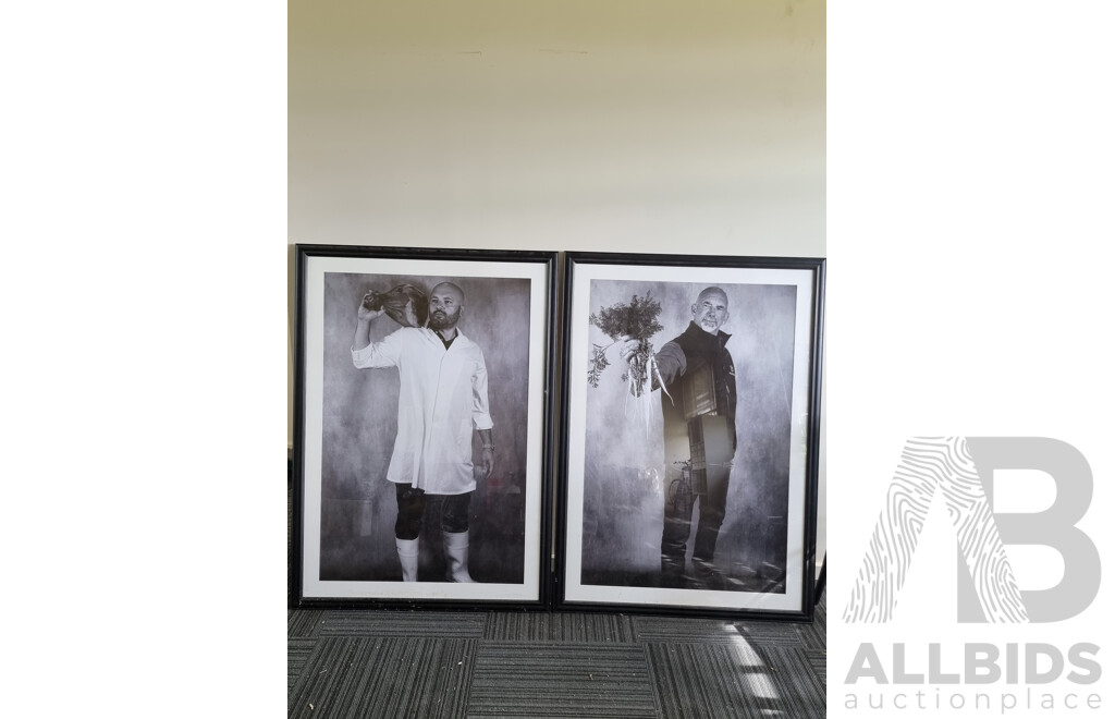 Pair of Framed Portraits - Figures with Produce