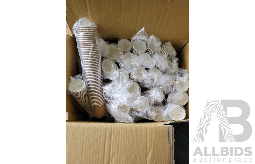 Boxes of Disposable Food Containers, Cups, Utensils and More