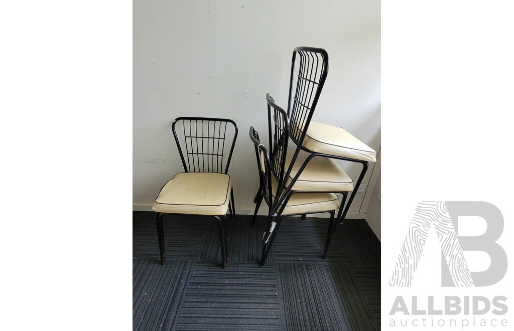Four Retro Steel and Vinyl Upholstered Chairs Circa 1960s