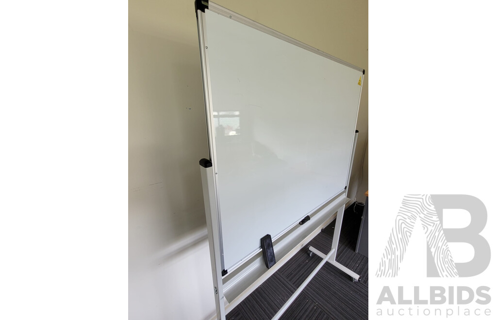 Commercial Mobile Whiteboard with 360 Board Rotation on Stand