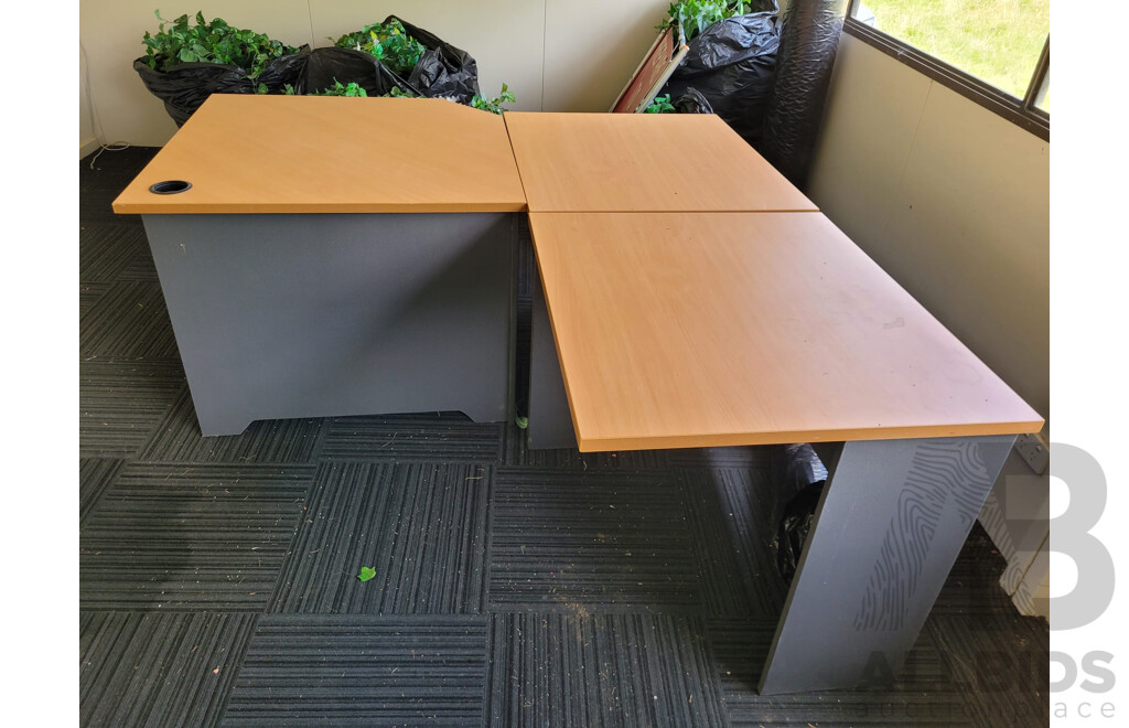 Open Slab End Office Desk - Lot of 3