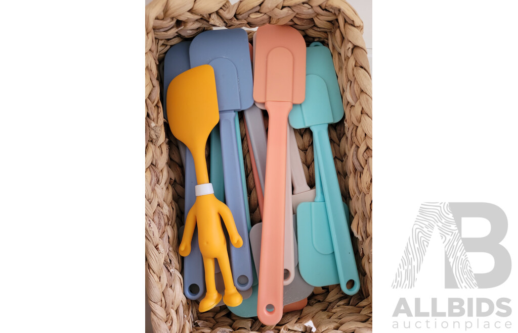 Assorted Tongs, Plastic & Wooden Spatulas, and Pastry Brushes