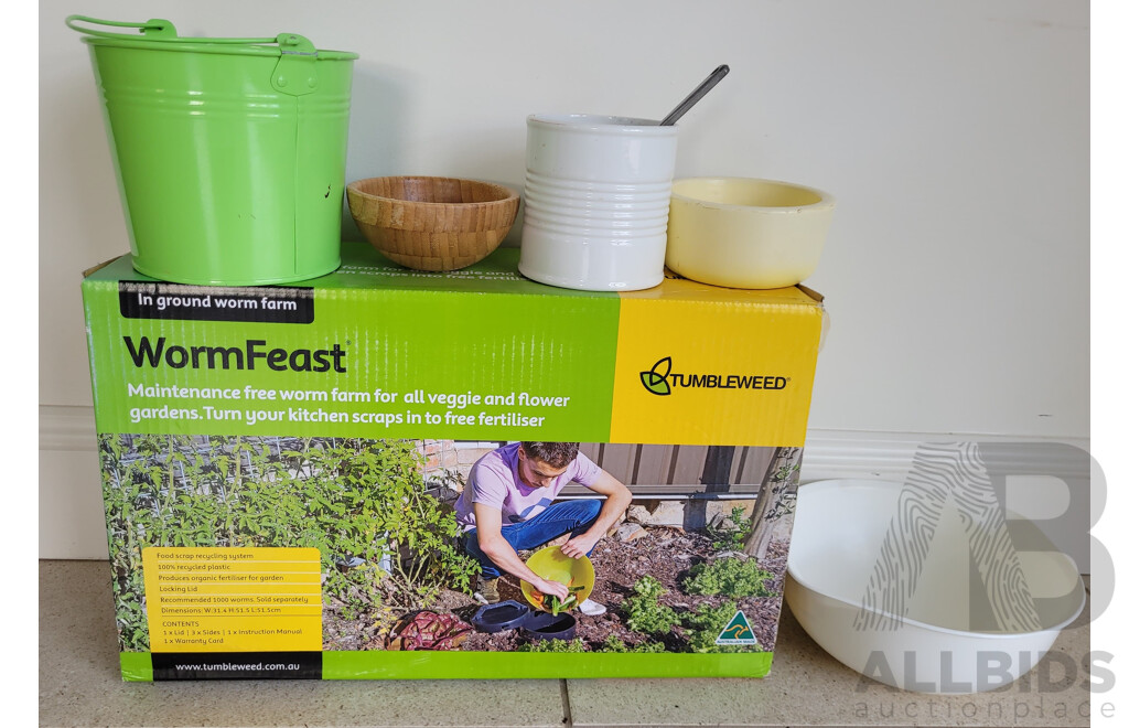 Assorted Gardening Items Including Tumbleweed WormFeast, Small Garden Shovel, and More