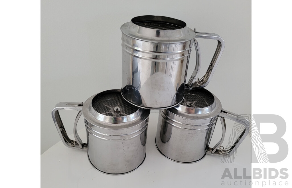 Stainless Steel Flour Sifters - Lot of 3