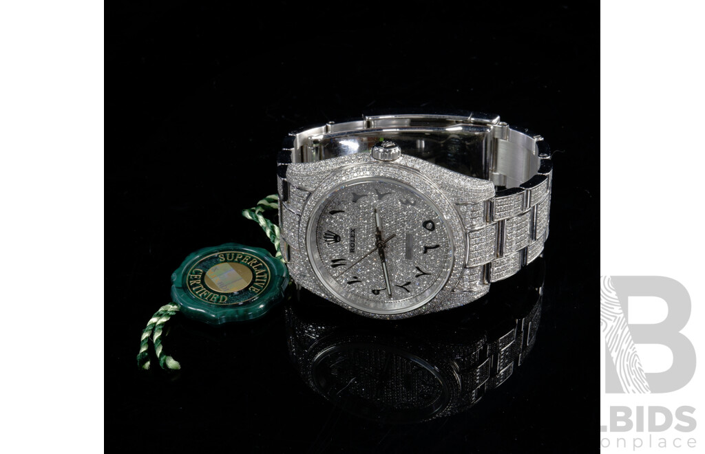 Rolex OYSTER PERPETUAL 36 Fully Iced Arabic Dial