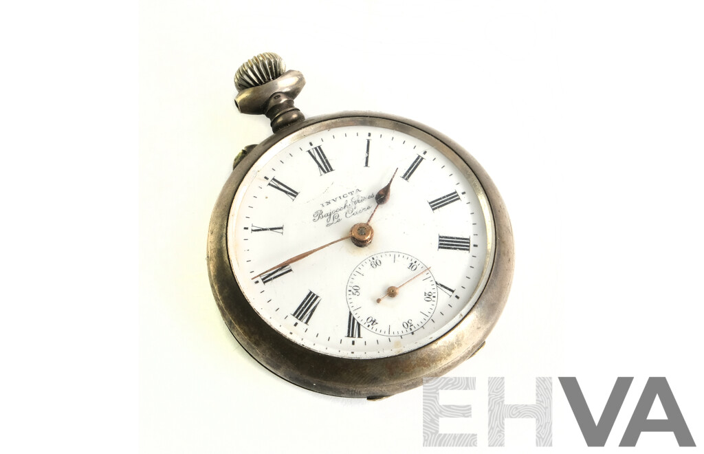 Vintage Invicta Bajocchi Freres Pocket Watch .800 Silver Casing