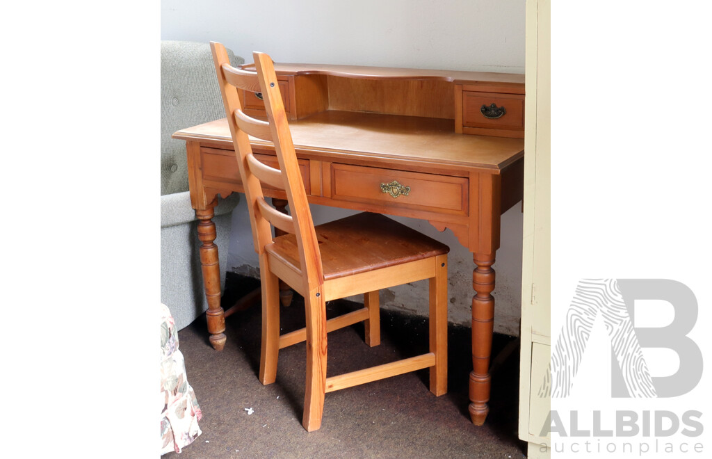 Late Edwardian Pine Desk and Chair