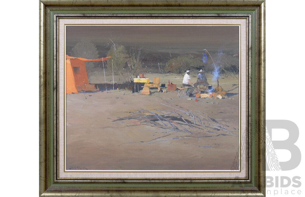 Colin Parker (born 1941), Artist's Camp at Hill End, Oil on Board