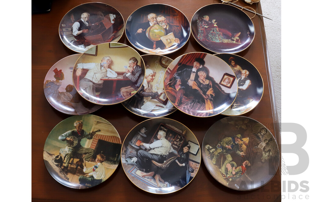 Collection 11 Limited Edition Edwin M Knowles for Bradex Porcelain Norman Rockwell Display Plates