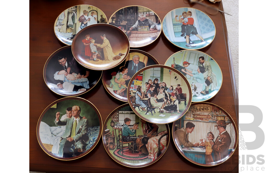Collection 11 Limited Edition Edwin M Knowles for Bradex Porcelain Norman Rockwell Display Plates