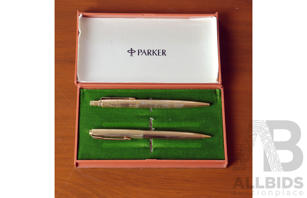 Two Vintage Parker Retracting Ball Point Pens