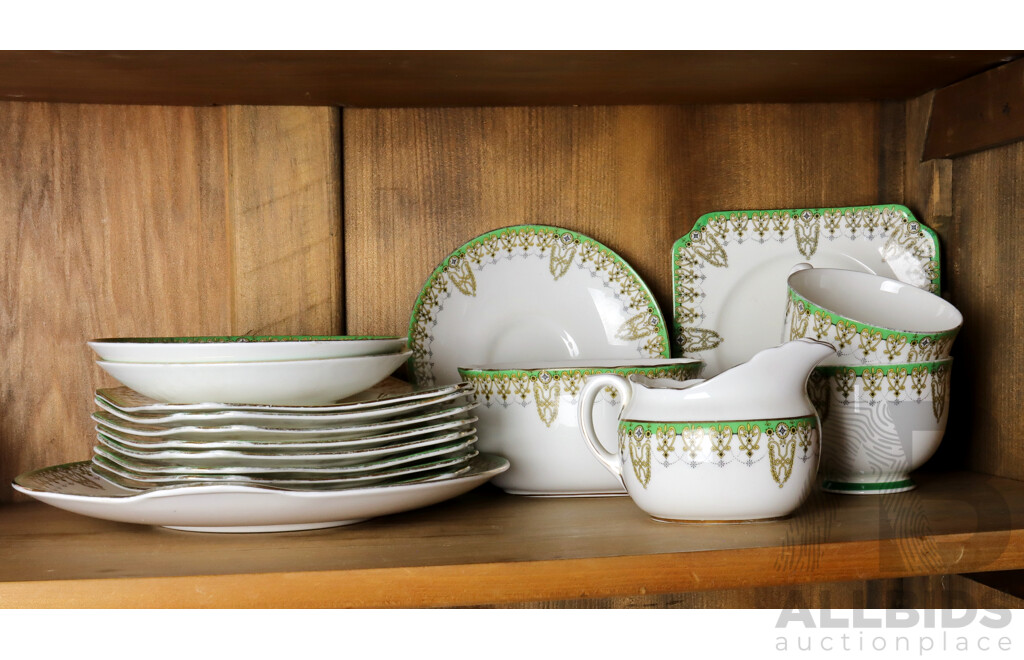 Vintage 17 Piece Royal Doulton Porcelain Tea Service in Tivoli Pattern