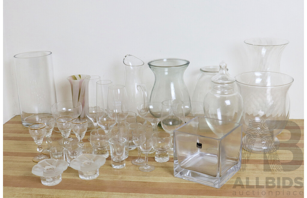Collection Glass and Stemware Including Vases, Jugs and More