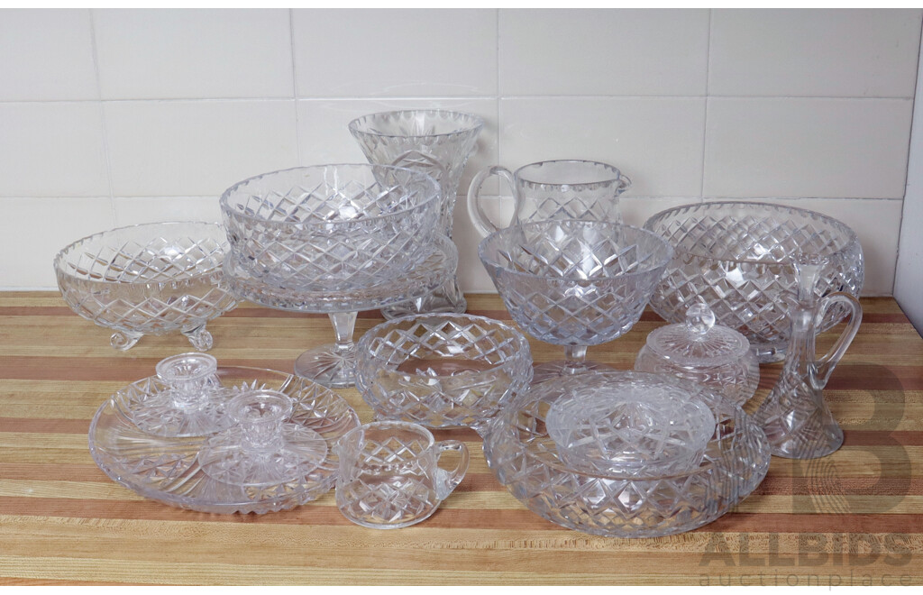 Large Collection Crystal Including Bowls, Candle Holders, Cake Stand, Jug, Vase and More