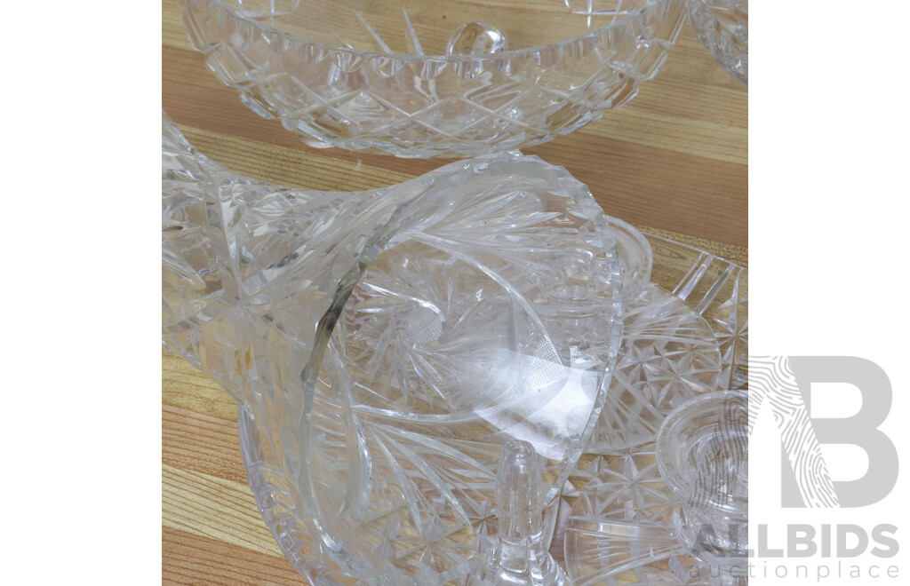 Large Collection Crystal Including Bowls, Candle Holders, Cake Stand, Jug, Vase and More