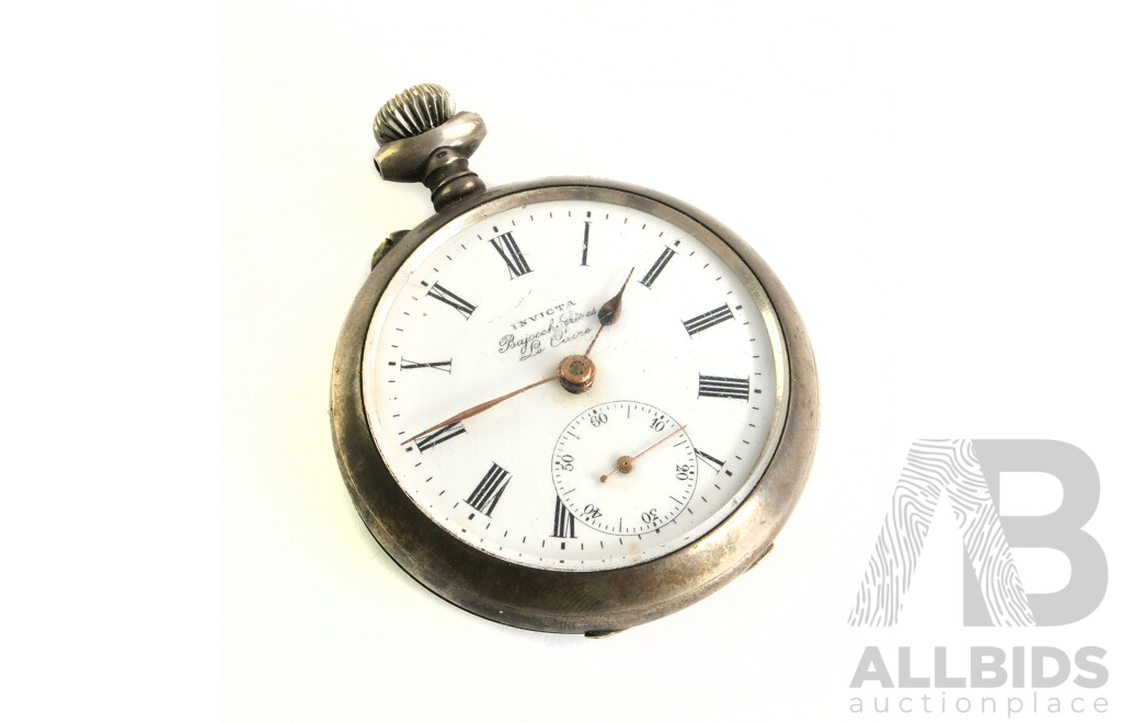 Vintage Invicta Bajocchi Freres Pocket Watch .800 Silver Casing
