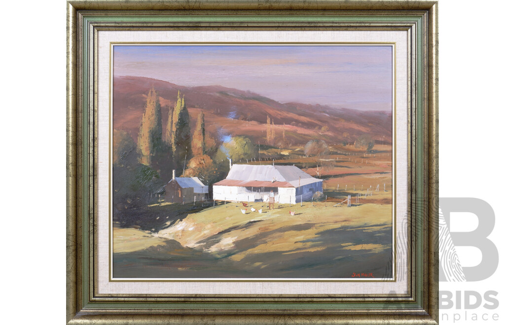 Colin Parker (born 1941), Autumn Sunlight at Moonan Brook - Upper Hunter Valley, Oil on Board