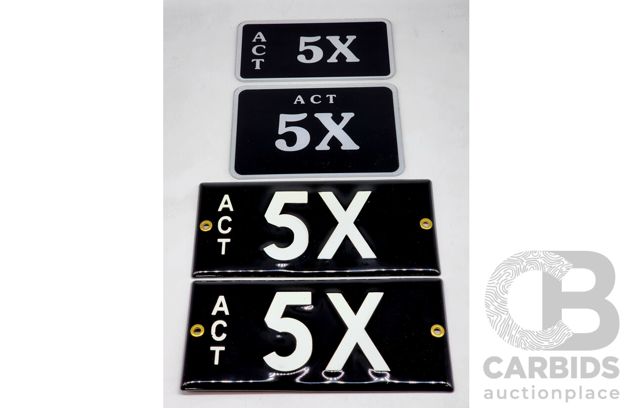 ACT Two Character Alpha Numeric Number Plate - 5X   (Number 5, Letter X)