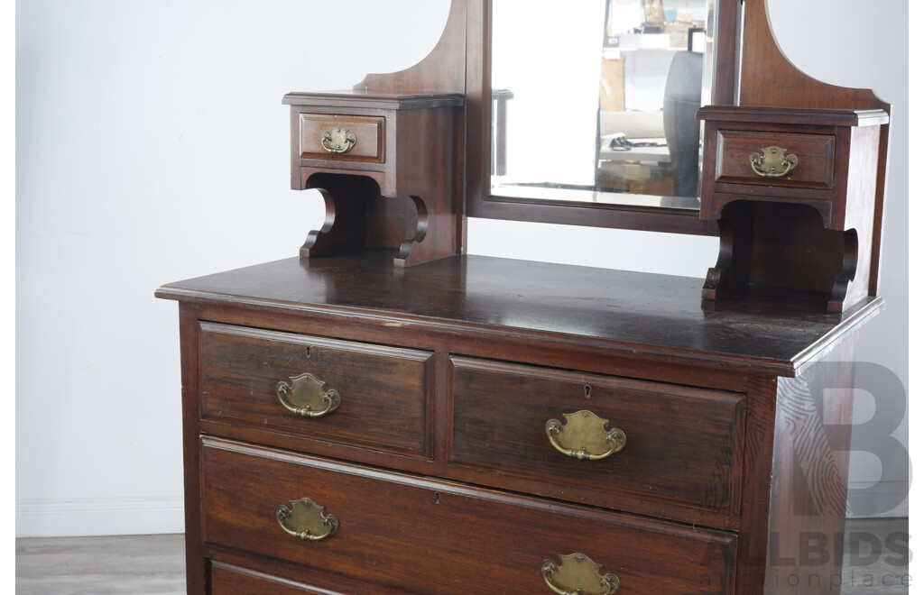Edwardian Dresser Chest of Drawers with Bevelled Mirror