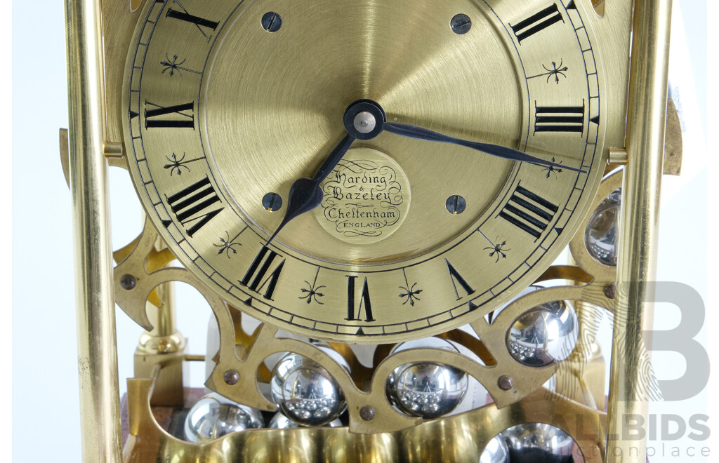 Harding and Bazeley Timber and Brass Spherical Weight Mantle Clock, Cheltenham England