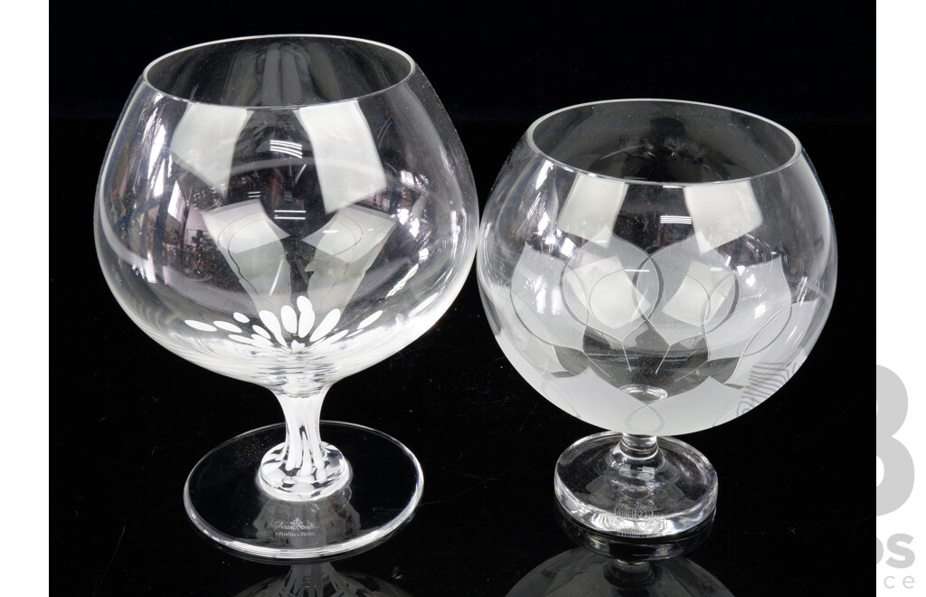 Set Four Retro Rosenthal Glass Brandy Baloons Along with Similar Rosenthal Goblet