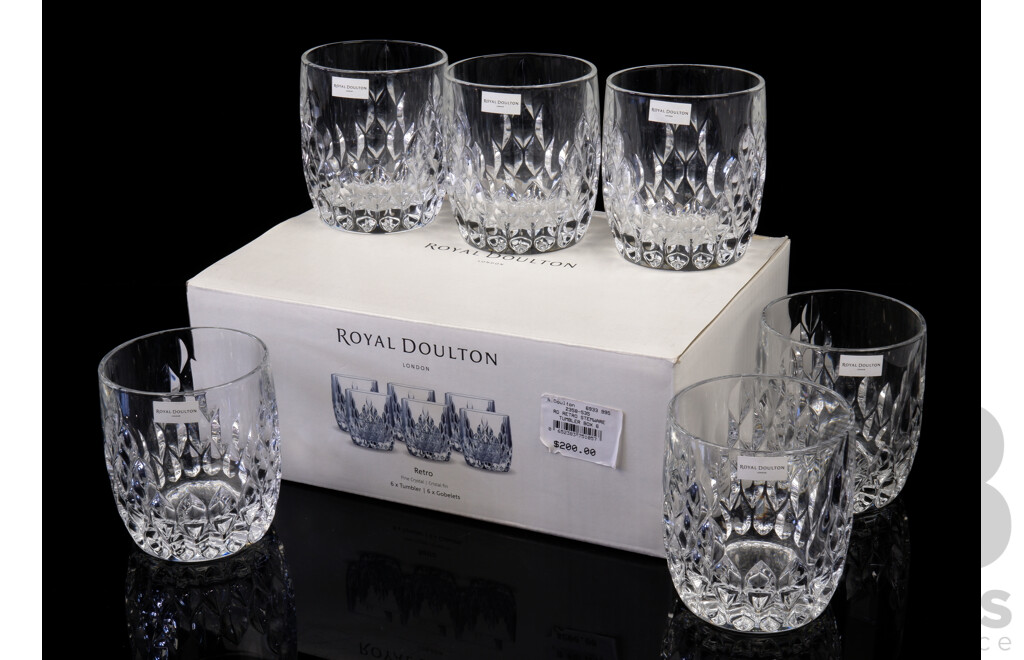 Set Six Royal Doulton Retro Style Tumblers in Original Box