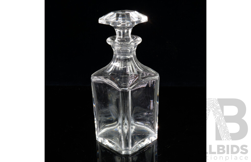 Vintage French Bacarat Crystal Square Cut Decanter with Stopper
