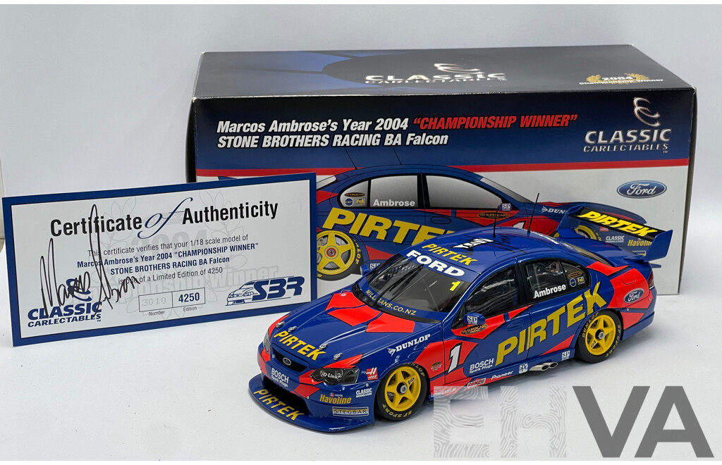 Classic Carlectables - Marcos Ambrose's Year 2004 Championship Winner Stone Brothers Racing BA Ford Falcon - Personally Signed - 1:18 Scale