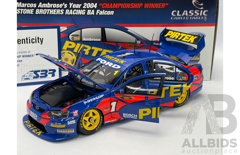 Classic Carlectables - Marcos Ambrose's Year 2004 Championship Winner Stone Brothers Racing BA Ford Falcon - Personally Signed - 1:18 Scale