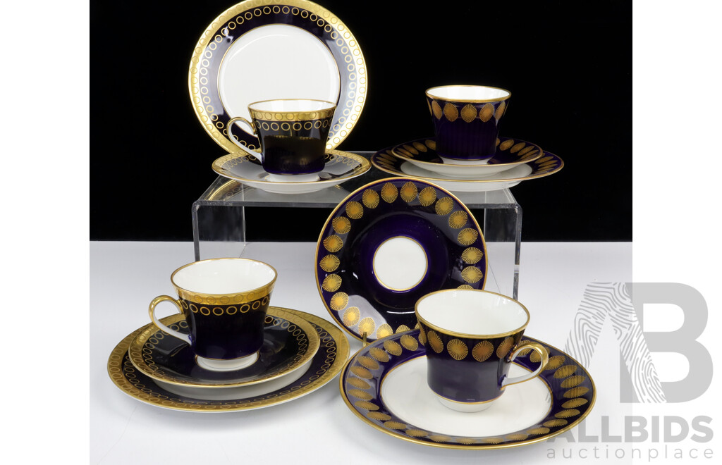 12 Piece Vintage German Edht Weimar Kobalt Porcelain Tea Set in Harmonie Pattern