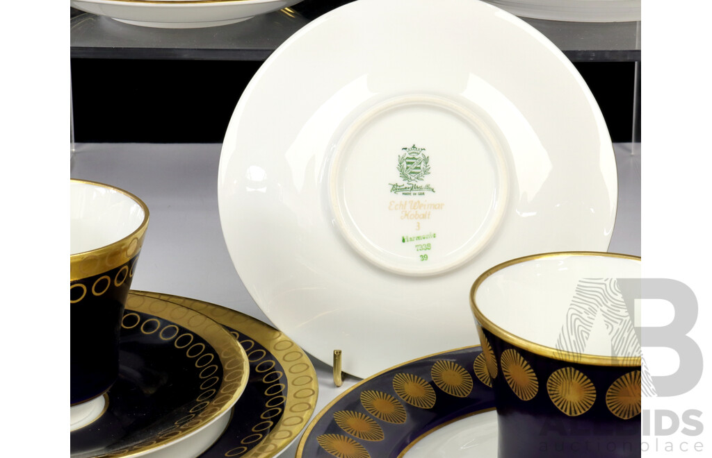 12 Piece Vintage German Edht Weimar Kobalt Porcelain Tea Set in Harmonie Pattern