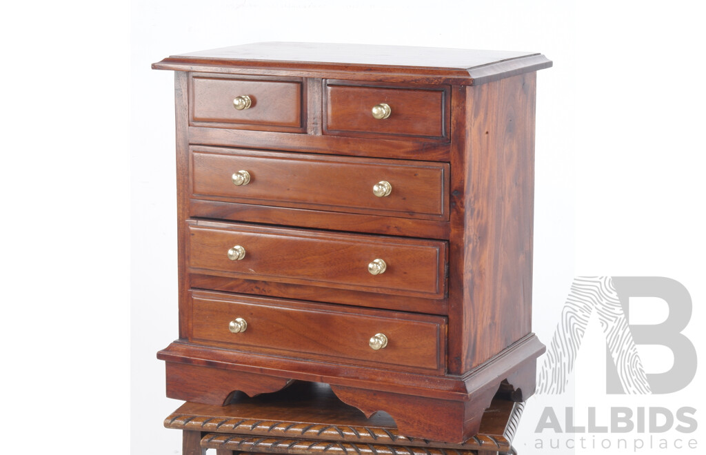 Antique Style Mahogany Apprentice Sized Chest of Drawers