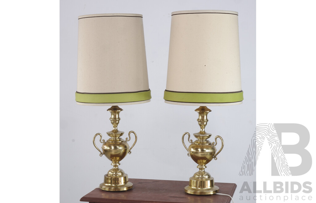 Pair of Vintage Brass Trophy Shaped Table Lamps