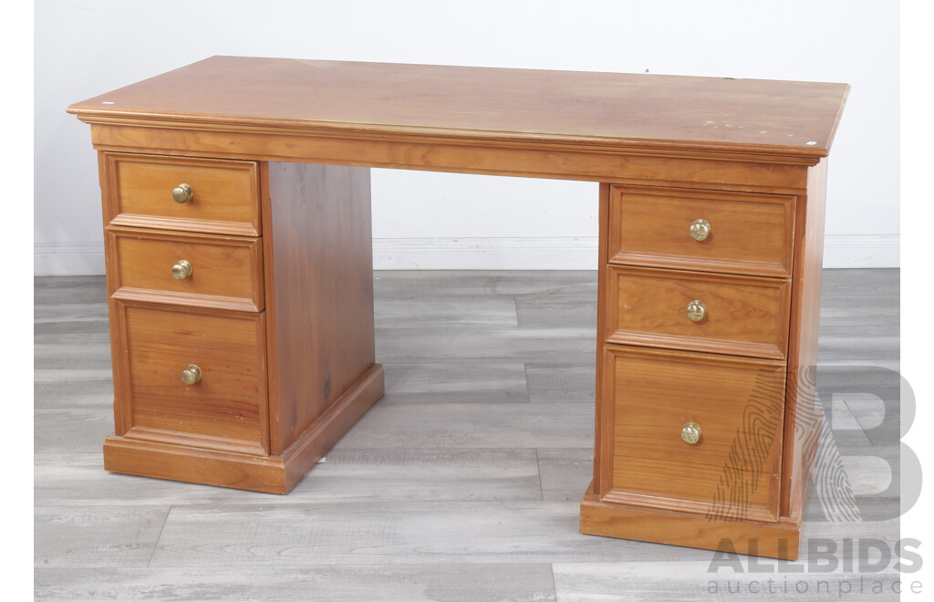 Good Pine Desk with Drawers