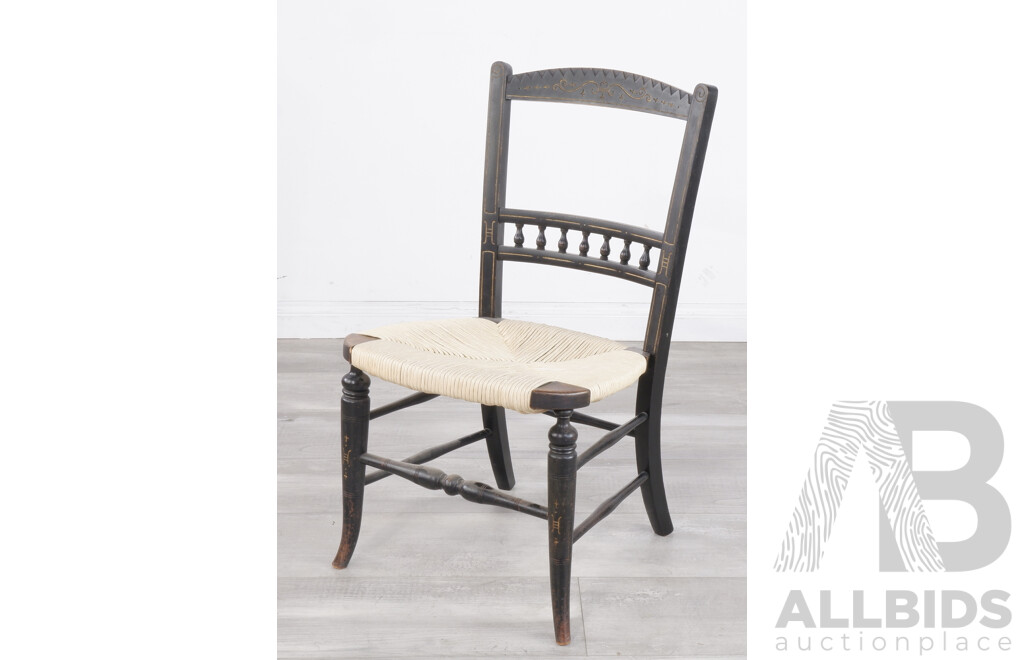 Vintage Style Low Line Chair with Rush Seat