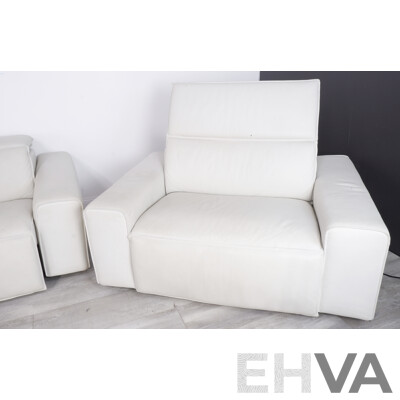 King Living Cloud Electric Reclining Three Piece Lounge Suite in White Leather