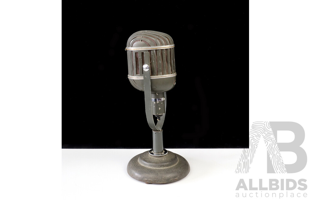 Vintage Atlas Sound Corp, Brooklyn NY, Microphone on Heavy Stand, Marks to Base