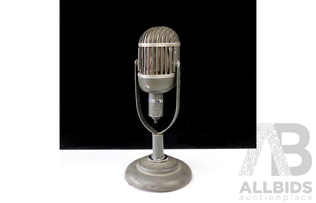 Vintage Atlas Sound Corp, Brooklyn NY, Microphone on Heavy Stand, Marks to Base