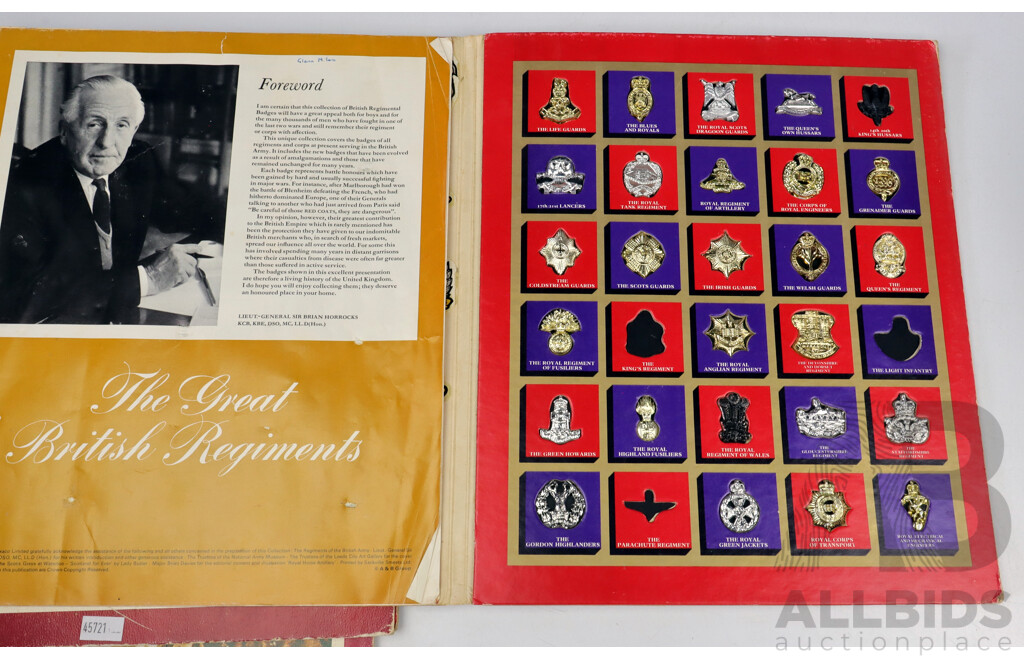 Two Complete and One Partial Vintage Texaco the Great British Regiments Badge Collection in Original Folders
